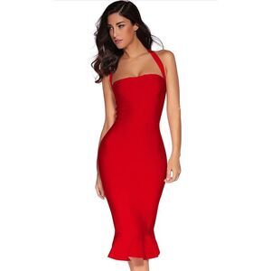 New Halter Fishtail Bandage Bodycon Dress Party M